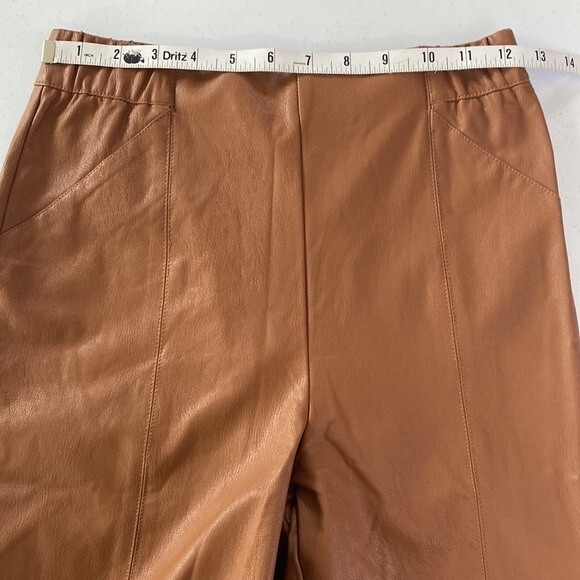 Lulus Camel Way To Cool Vegan Leather High-Waist Legging Zip Hem Stretch Pull-On - Picture 12 of 16